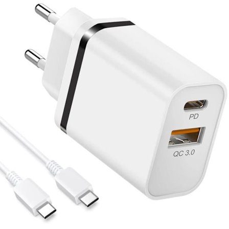 Väggladdare - Samsung - 2 portar - USB-C + USB-A - PD + QC3.0 - Svart