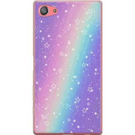 Kompatibel Mobilcover til Sony Xperia Z5 Compact Rainbow-farvet pastelbaggrund med hvide stjerner og glitrende prikker i blød overgang