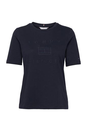 Regular Metallic C-Nk Tee Ss T-shirt Top Navy Tommy Hilfiger