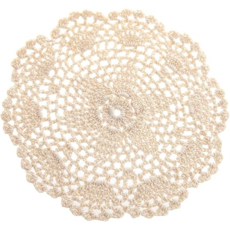Pyöreä lasinalunen, 1 kpl, käsintehty virkattu pieni puuvillapitsi, ontto pöytätabletti, 20 cm (beige)