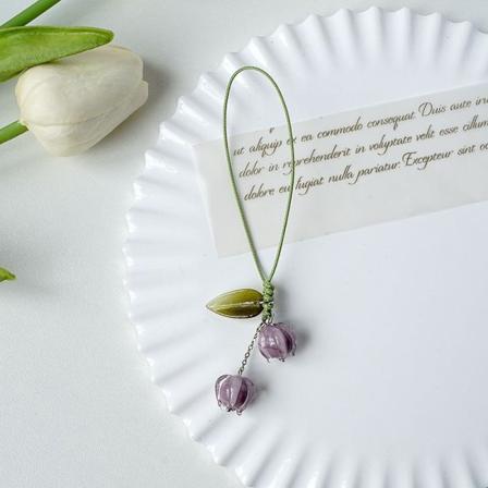 Tulip Flower puhelinketju Charm riipus riippuva köysi Lanyard Wri Purple