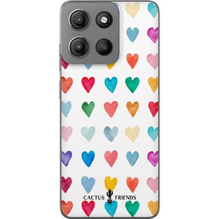 Kompatibelt Mobildeksel til Motorola Motorola Moto G15 Cactus and Friends - Watercolor Love Grid