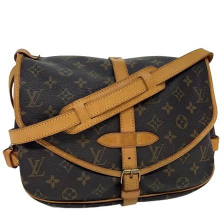 Louis Vuitton Vintage, Pre-owned Saumur 30 Monogram Messenger Bag Bruin, Dames, Maat:ONE Size,leer