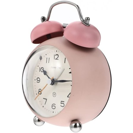 Tyst tickande väckarklocka vintage klocka väckarklocka skrivbordsväckarklocka sängbord dekoration (rosa)