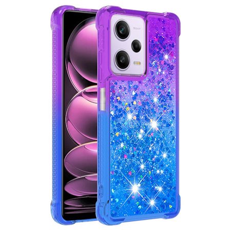 SKALO Xiaomi Redmi Note 12 Pro 5G Juoksuhiekka Glitter Sydämet TPU kuori - Violetti-Sininen
