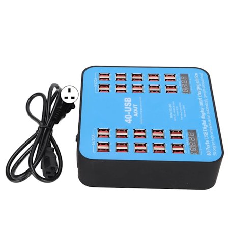 Multiport USB Laddningsstation WLX‐840 Telefonladdningshubb 40 Portar 200W för Mobiltelefon Surfplatta 100‐240VUK-kontakt