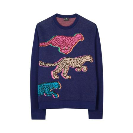 PS By Paul Smith Live Faster Jacquard Knitted Sweater Blå, Dame