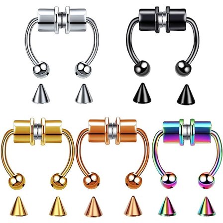 Easygnal Magnetisk Septum Näsring Hästsko Rostfritt Stål Falsk Näs Septum Ringar Icke-Piercade Clip On Näs Hoop Ringar