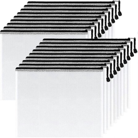 10 st A3 Plastnät Blixtlåsficka Vattentät Zip-påse För Skol- och Kontorsmaterial, Pussel & Spel Organiserande Förvaring