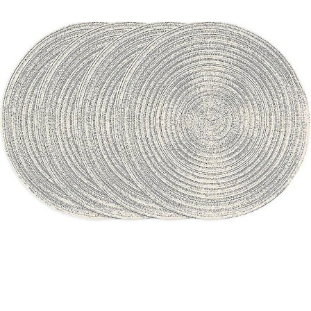 Vævede Runde Dækkeservietter Sæt, 4 stk. 30 cm Bordunderlag i Bomuld (beige)