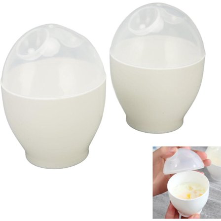 2 stk. - mikroovns æggekoger - æggekoger - non-stick æg og røræg fremstilling - til hurtig morgenmad - PP plastik dampkopper