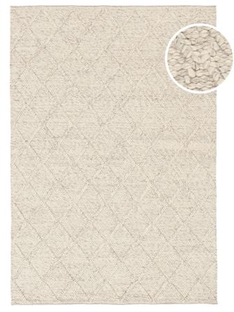 160X230 Checkered Rut Rug - Light Grey/Cream White Wool