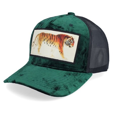 Calza Pennello - Green - trucker - Cap - Tiger Velvet Green/Black A-frame Trucker - Hatstore