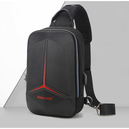 Men Multifunktion Pvc Stöldskyddsaxel Usb Crossbody-väska