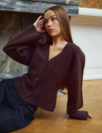 Noella Lenyx Knit Cardigan - Brown - L