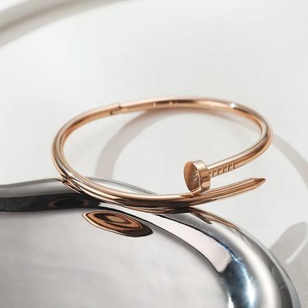 Armbånd i rustfritt stål, gull og sølv, solid metallisk mansjett, ny design, negl-mote, kvinner, tenåringer, jenter, armbånd, smykker Rose Gold