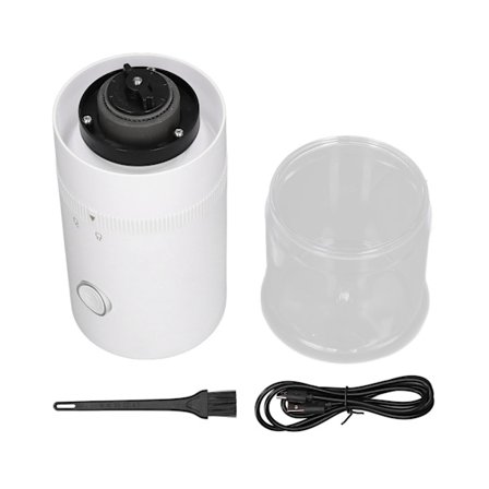 Johdoton USB sähköinen kahvipapumylly läpinäkyvä akryyli kannettava kotiin keittiöön valkoinen