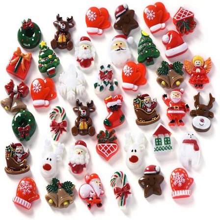 50 st Miniatyrfigurer i Harts Jultomte, Träd, Snögubbe, Julobjekt, Liten Prydnadsdekoration för krukor