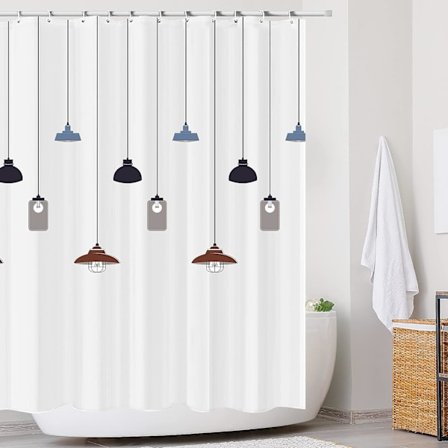 Duschdraperi Vattentät Badgardin, 180 x 200 cm Tvättbar Badgardiner, Snabbtorkande, Viktad Fåll, Duschdraperi med 12 Krokar - Tryckt S