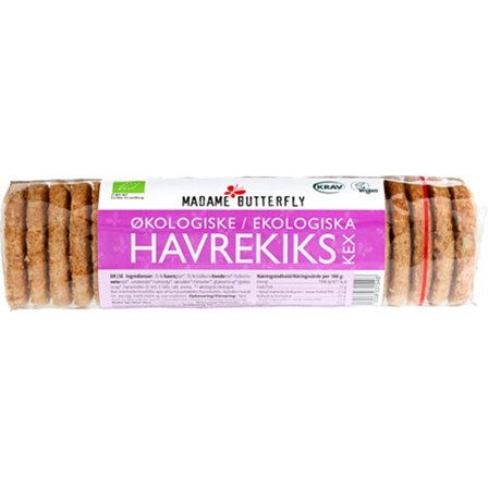 Madame Butterfly Havrekiks Ø 250 g, Helse & Madvarer, Brød, Kiks & Kager, Kiks
