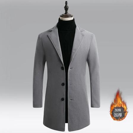 Mænd Vinter Trench Frakker Lange Jakker Mænd Slim Fit Casual Uld Bland Affärs Casual Trench Tykkere Varm Lange Frakker Størrelse 5X L Light Gray XXL 