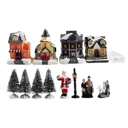 Harts 12 st Julgransprydnader glödande litet hus LED harts litet hus Jul mikro landskap harts prydnader