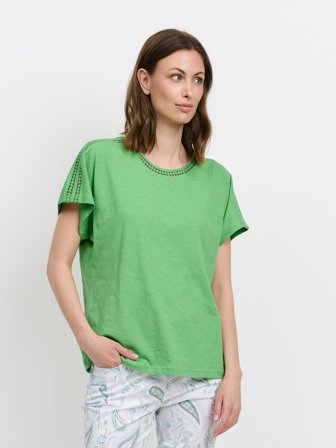 BRANDTEX - Kortærmet T-shirt - Grøn - Broderi Detalje