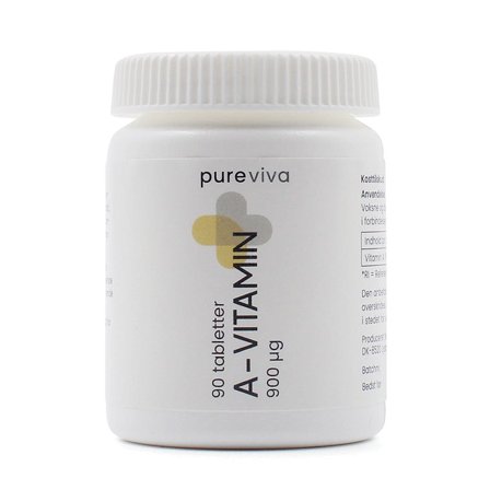 Pureviva A Vitamin 900 μg 90 tabl., Helse & Madvarer, Vitaminer, A-vitamin