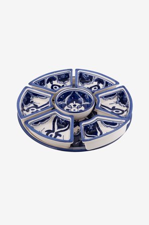 Dishes & Deco - Tapasfad Blue Fond ø 35 cm - Hvid - Serveringsfade - Fra Homeroom