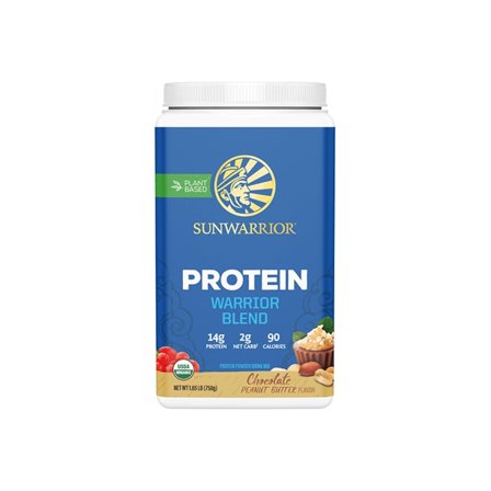 Proteinpulver Sunwarrior Warrior Blend Organic 750 g, Chocolate Peanut Butter - Bodyman.dk