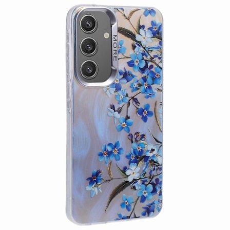 Cover til Samsung Galaxy S25 PC TPU Beskyttende Mobilcover Lasergraveret Blomstermønster - AH2