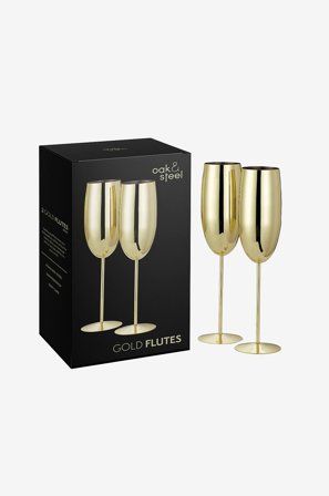 Oak & Steel - Champagneglas 2-pak - Guld - Vinglas - Fra Homeroom
