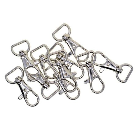 Roterande halvcirkelformade ringar med karbinhakar, 10-pack, silver