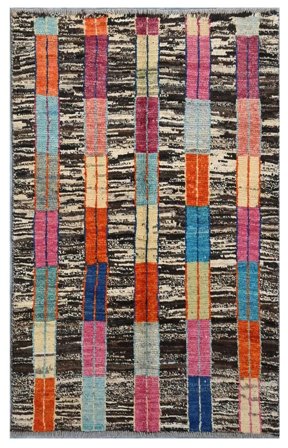 Annodato A Mano Moroccan Berber - Afghanistan 88X140 Tappeto Di Lana Nero/Marrone Piccolo