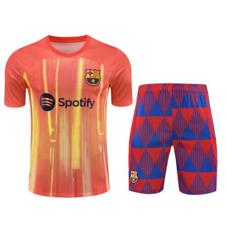 23-24 klubb Barcelona kortärmad fotboll vuxen träningsställ Orange S