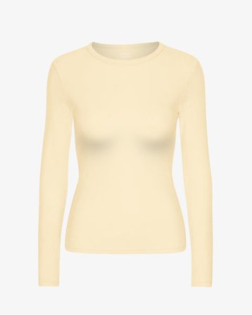 Women Organic Rib LS T-Shirt - Soft Yellow