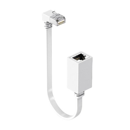 CAT7 Ethernet forlængerkabel 90 graders nedadvinklet han til hun RJ45-stik