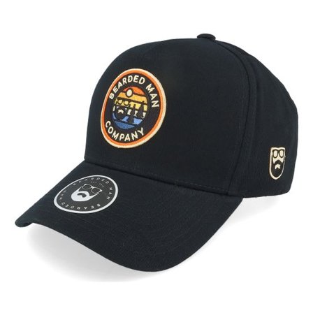 Bearded Man - Svart adjustable Keps - Vibrant Sunset Patch Black A-Frame Adjustable @ Hatstore