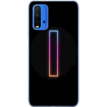 Kompatibel Mobilcover til Xiaomi Xiaomi Redmi Note 9 4G Minimalistisk neonbogstav I i regnbuefarver mod mørk baggrund