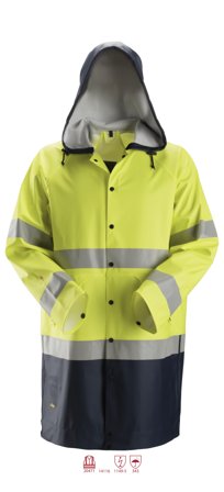 Snickers Workwear 8261 ProtecWork Regnjakke varsel, gul/marineblå M, Tøj