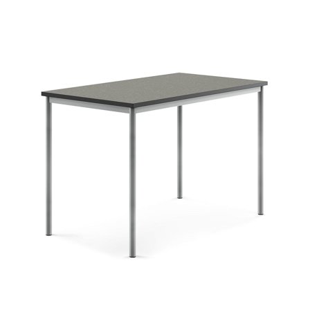 Desk SONITUS, 1400x800x900 mm, dark grey linoleum, alu grey