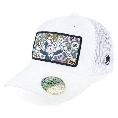 Monopoly - Weiss Trucker Cap - Monopoly Man Multi White Velvet Trucker @ Hatstore