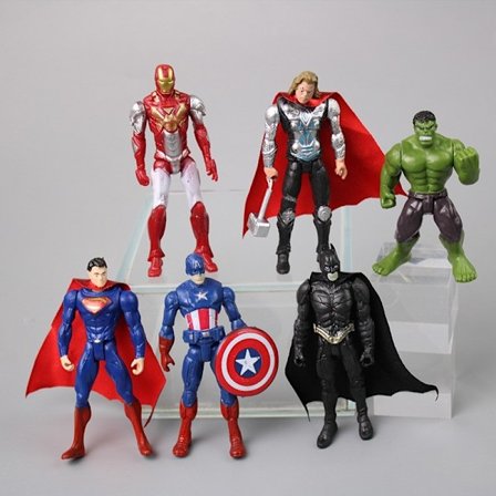 Supersankari PVC Lelusetti 6 kpl Batman Hulk Superman Thor Ironman Captain America - Täydellinen