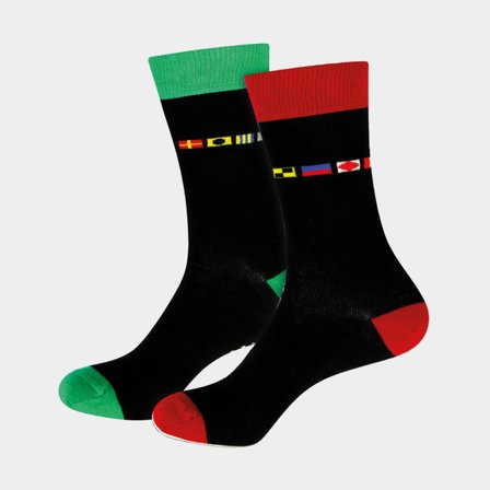 Kapiteinssokken / sokken met seinvlaggen, rood/groen, 39 - 47