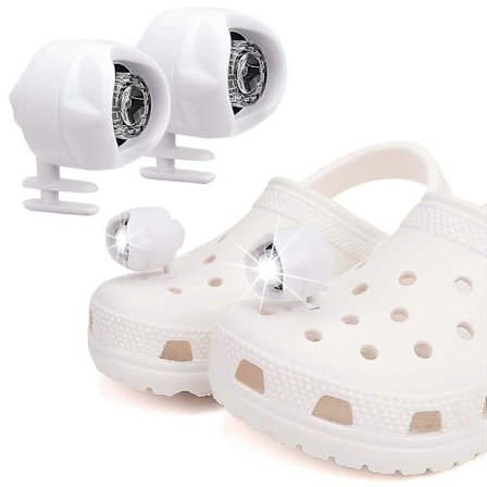 Crocs Light 2-delars set, Crocs Spotlight Ficklampsställ, Crocs Spotlight Ficklampa, Crocs Smyckestillbehör för Barn och Vuxna (Vit)