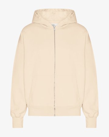 Organic Oversized Zip Hood - Ivory White