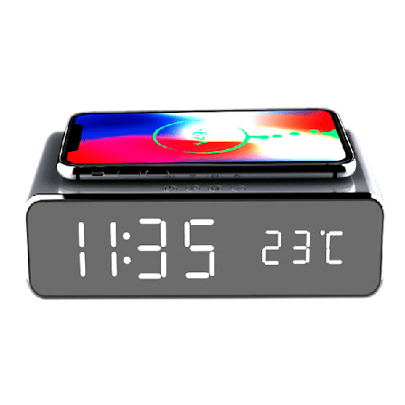 Trådløs lader To-i-ett LED-vekkerklokke og ladestasjon