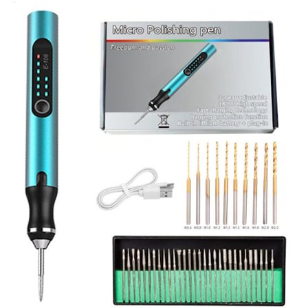 3-nopeuksinen ladattava minipora pyöröporanterillä mallinrakennukseen, puulle, hartsille, koruille, muoville, piirilevyille ja nahalle.