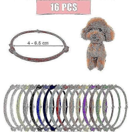 16 stk. ID-bånd for nyfødte valper, myke justerbare fødselskraver i polyester, ID-halsbånd for valper og kattunger (flerfarget)