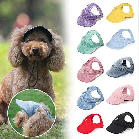 Hund Baseball Caps Kjæledyr Solhatt Solskjerm Utendørs Caps Hund Sports Hatt Pustende Sommer Reisehatt med Ørehuller